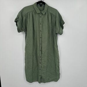 J. Crew Olive Green Button-Front Midi Dress